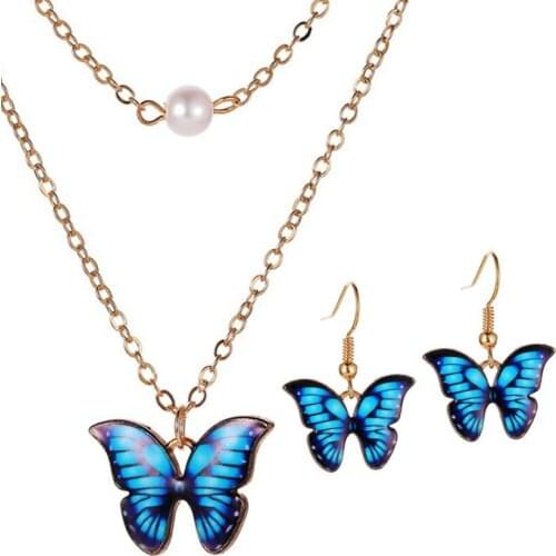 Ins Hot Sale New Arrive Zirconia Butterfly Necklace Charm Bling Rose Gold Jewelry Pendant Bijoux For Women Girl 2021 Bowknot