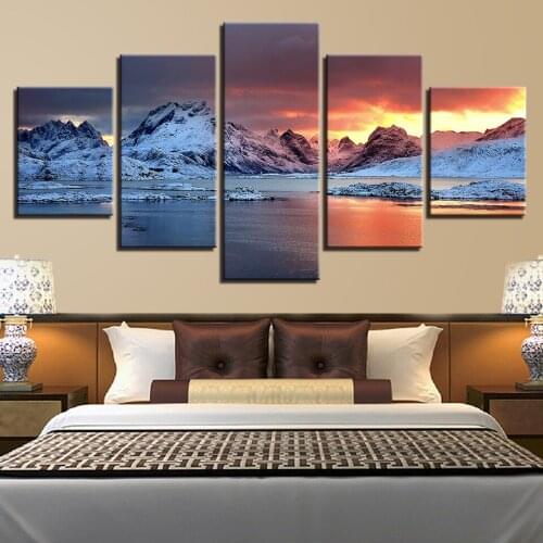 Landscape Sky Cloud Star Mountain River Hot Air Balloon 5 Piece Wall Pictures For Living Room Color Painting Art Home Decor
