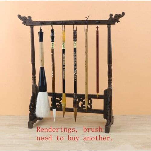 Traditional Chinese Brush Holder Calligraphy Pen Holder Stand 12 Hook Chicken-wing Wood Brush Stand Hanging Pen Holder
