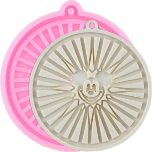 Disney Mickey Coaster Silicone Epoxy Resin Molds Round Keychain Geode Coaster Agate Mould Chocolate Gumpaste Fondant Moulds