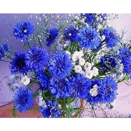 Full Round Diamond Mosaic Cornflower,Full Square Diamond Embroidery,Diamond Painting Cross Stitch Landscape,Handmade gift TY26