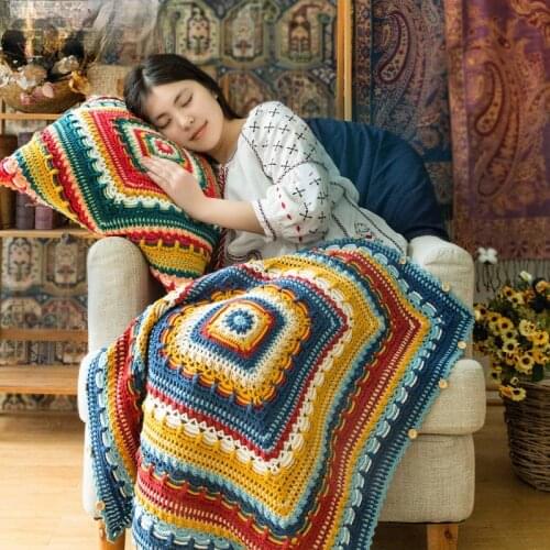 European Classical Pillow Blanket DIY Crochet Knitting Material Package Crochet DIY Kit Crochet for Baby Blanket