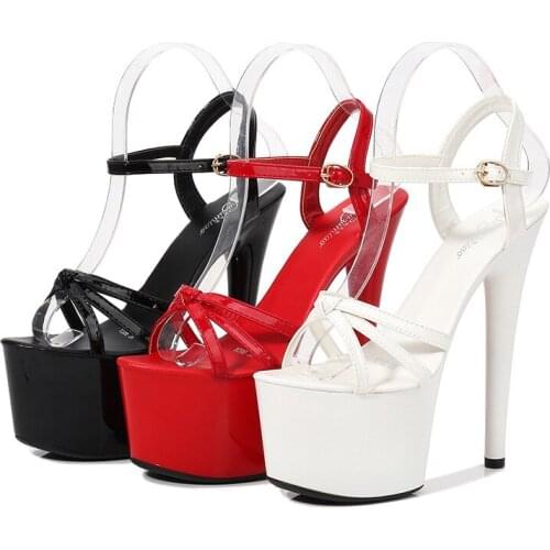 Sandals Women Shoes Summer 16.5cm High-Heels Waterproof Thick Bottom Sequins Thin Heels Model Car Show