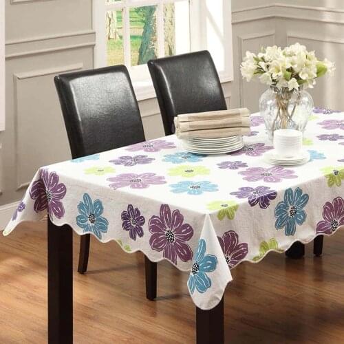 Flower Style Table cloth Waterproof & Oilproof Wipe Clean Vinyl+Flannel Tablecloth Dining Kitchen Table Cover CZ219