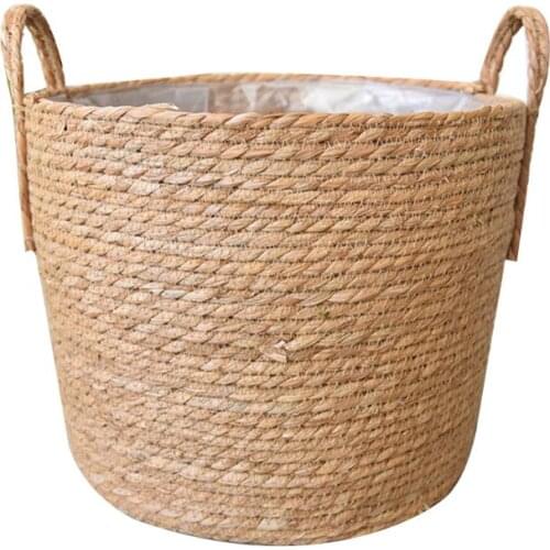 Nordic Handmade Straw Storage Basket Floor Indoor Flower Pot Planter Home Living Room Bedroom Decoration