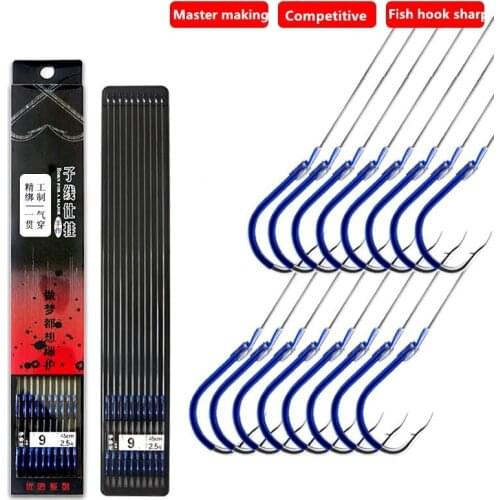 Steel Fish Hook high carbon carp Hook Japanese-style seawater fishing Ansuo line binding line 45CM Fishing hook 10 pairs / bag 1