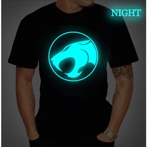 ThunderCat Luminous T-shirt Mens Fashion Casual Short Sleeve Round Neck Tops Mens Clothing Hipster Glowing ThunderCat T-shirt