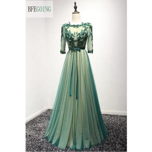 Tulle Lace Beading Half Sleeves Floor-Length A-Line Mother Of The Bride Dresses Custom Made