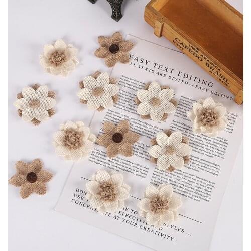 Hand Made Jute Burlap White Lace Event Party Supplies Bouquet Gadget Christmas Clothing Bow Bowknot Wedding Party Decoration