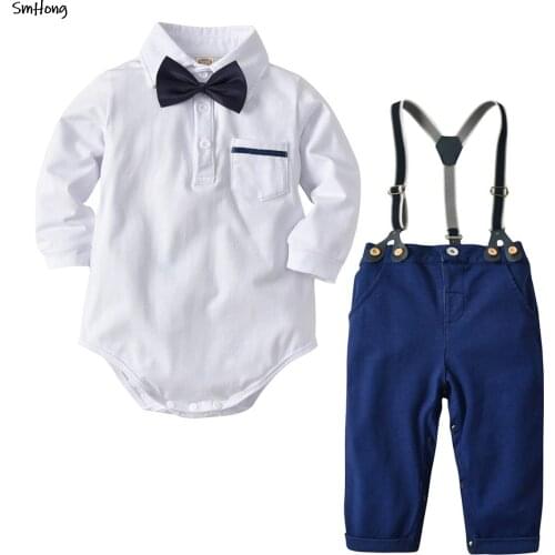 Spring Autumn Full Sleeve Romper with Suspender 2pcs Clothing Sets Newborn Infant Baby Outfits Boy Sets Summer Clothes for Bebes