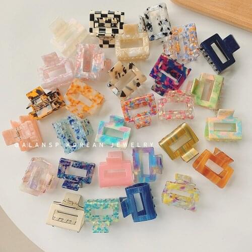 Acetate Hair Claws Small for Women Color Printing Transparent Hairpin Hollow Geometric Claw Headwear for Girls Hair Accessories