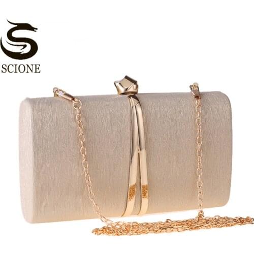 Women Fashion Evening Clutch Bag Purses Female Party Hard Handbags Chain Shoulder Bags Wedding Clutches Black Gold Silver XA43M