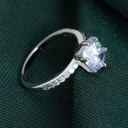 ZWC Modern Traditional Rhinestone Female Engagement Rings White Cubic Zirconia Double Silver Color Jewelry Ring For Women Gift