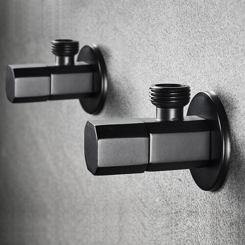 1pc Black Angle Valve Brass 1/2"Male x 1/2" Male Bathroom Bidet Valve Bathroom Accessories Black Gold Finish