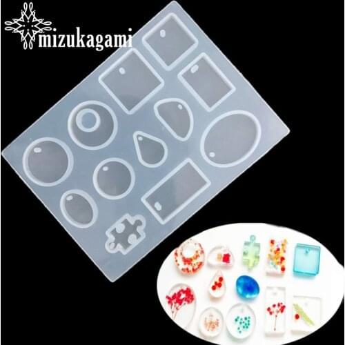 1PCS 12 Designs Cabochon Silicone Mold Necklace Pendant Resin Jewelry Making Mould For DIY Hand Craft Resin Molds Making Jewelry