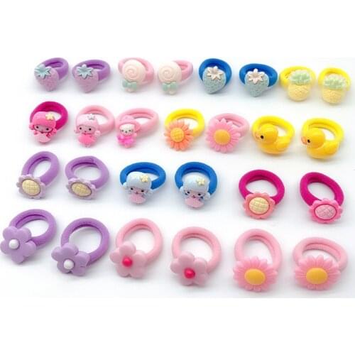 40Pcs/Lot Girls Hair Accessories Elastic Hair Bands Mini Bow Ropes Flower Headdress Rubber Band Cute Hairband Hair Band For Kids