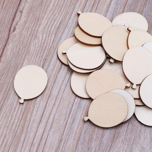 25pcs Laser Cut Wood Balloon Embellishment Wooden Shape Craft Wedding Decor