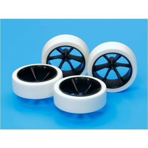 4PCS Hard Large Diameter Low-profile Tires & Carbon 6-Spoke Wheels 95371 Spare Part For 1/32 Scale Tamiya Mini 4WD Racing Car