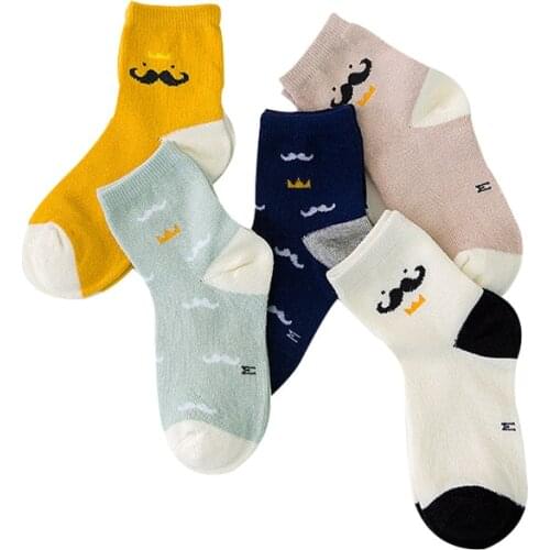 5 pairs / lot children socks 2016 autumn & winter cotton moustache baby kids socks 2 - 11 years boys socks
