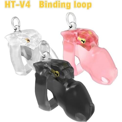 BDSM CBT Male Chastity Device HT V4 Penis Ring Bondage Male Natural Resin outdoor Cock Cage with Binding Loop Ring GAY Sex Toy