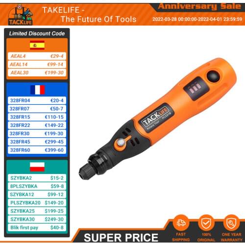 TACKLIFE 3.7V Li-On Cordless Rotary Tool With 31 Pieces Accessories-PCG01B