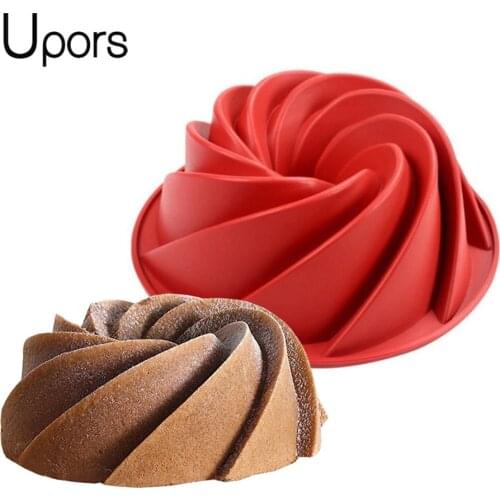 Large Spiral Shape Food Grade Silicone Cake Dessert Mold Pan 3D Fluted Cake Mould Form Bread Bakery DIY Baking Tools Bakeware