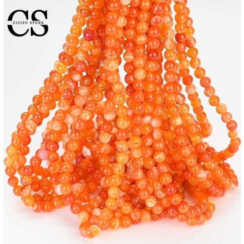 Orange Dragon Agates Beads Smooth Natural Loose Stone Bead for Jewelry Making Bulk DIY Bracelet Charm Accessories 4/6/8/10/12 MM