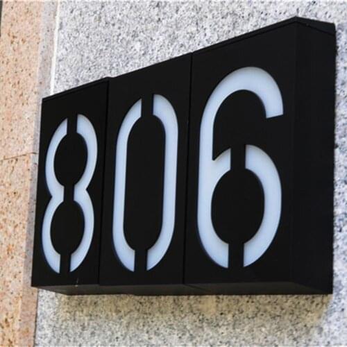 House Number Doorplate Digital Solar Light LED Door Number Address Digits Wall Mount Number For Home With Battery