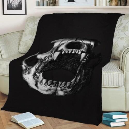 Bear skull BnW Flannel Throw Blanket 3D Printed Keep Warm Sofa Child Blanket Home Decor Textiles Dream Family Gift