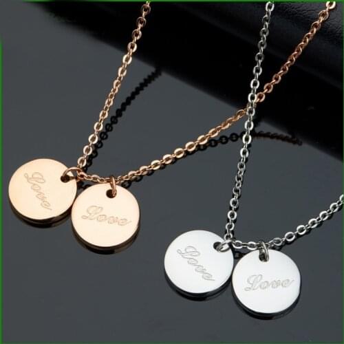 Duoying stainless steel 12*12 mm Disc Custom Necklace Personalized drop Coin Pendants Necklaces Beauty Mother Gifts