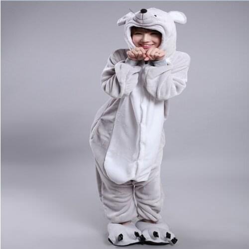 Kigurumi Animal Unisex Flannel Zodiac Mouse Onesie Adult Grey Mouse Pajamas Cosplay Costume Animal Pyjamas Sleepwear Homewear