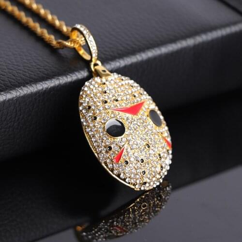 Classic Clown Mask Pendant Necklace Fashion Men Hip Hop Style Chain Cubic Zirconia Necklace Jewelry For Women Best Gift