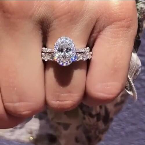 2020 New 925 Sterling Silver oval cut Diamond rings set for women Luxury Wedding Engagement Cocktail Ring finger fine Jewelry