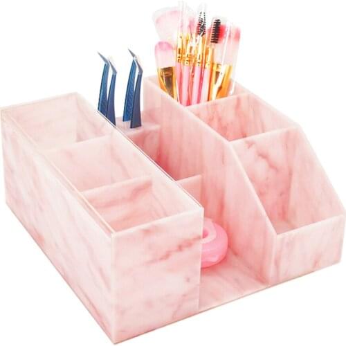 Eyelash Storage Box, Eyelash Extension Organizer, Cosmetic Makeup False Eyelashes Container with Tweezer Holder - Pink Acrylic