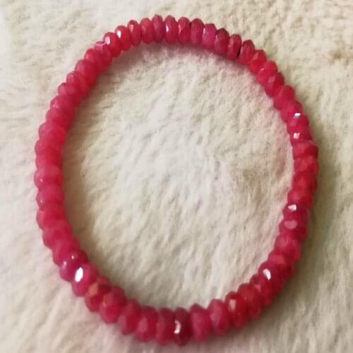 Red burmese ruby roundel faceted bracelet 5-7MM 17cm wholesale for xmas MEN gift AAA