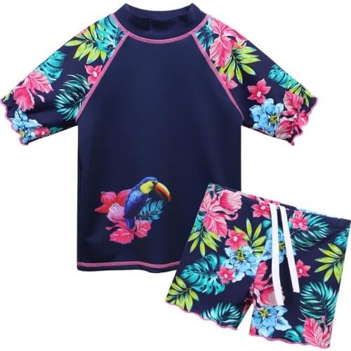 BAOHULU Short Sleeve Swimsuits Kids Clothes Girls Rash Guards UPF50+ UV Children Swimming Suits Sunblock Bathing Suit for 3-10Y