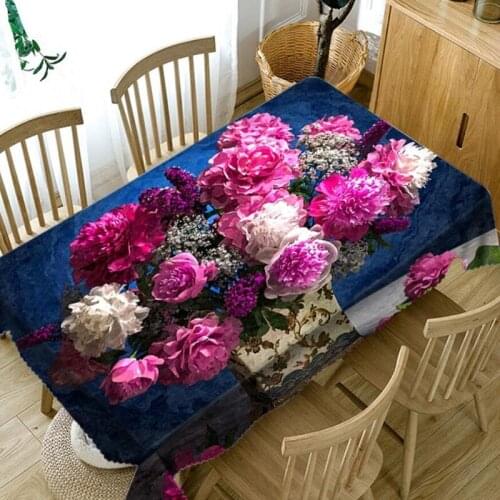 Colorful Flower Pattern Dustproof Dining Table Cloth 3D Tablecloth Mango Fruit Square Thicken Polyester Table Cover