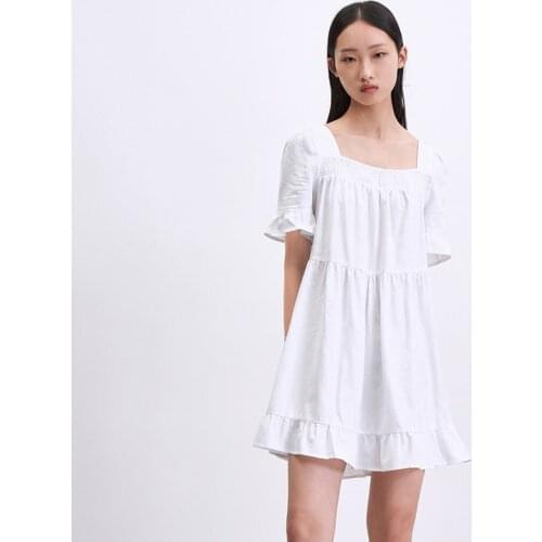 Summer Dress Female Patchwork Casual Womens Dresses Solid Loose Woman Beach Dress Short Sleeve Dresses Summer 2021 Ladies
