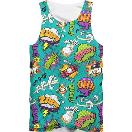 IFPD 3D Print Tank Top Hipster Casual Street Style Hip Hop Anime Comic Graffiti Sleeveless Vest Gym Clothing Men Streetwear