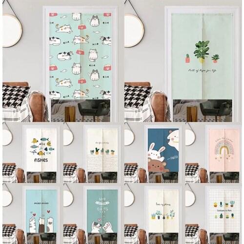 Cartoon Fabric Curtain Household Partition Curtain Bedroom Door Curtain Half Panel Curtain Blackout Curtain Without Punching