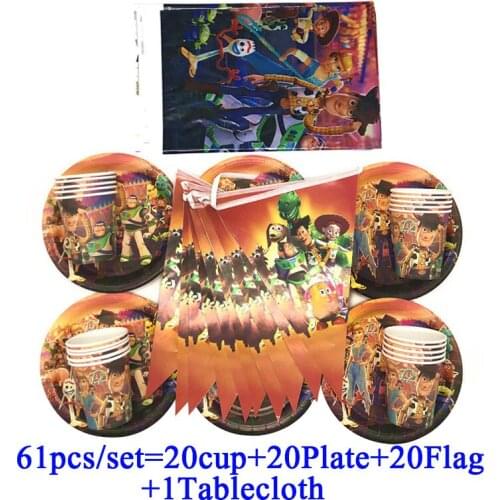Cartoon Disney Toy Story 4 Theme Party Tableware Sets For Kid Birthday Party Decor Banners Plate Cup Tablecloth Party Supplies