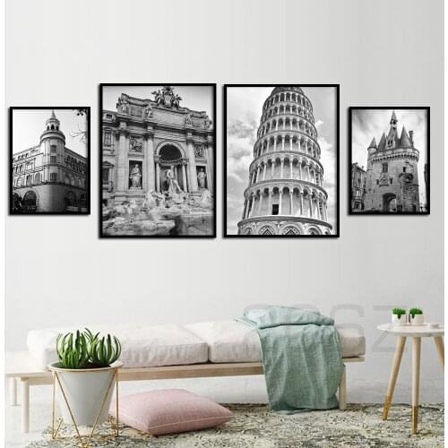 Italy Colosseo Pisa Leaning Tower Building Nordic Poster And Prints Wall Art Canvas Painting Wall Pictures For Living Room Decor