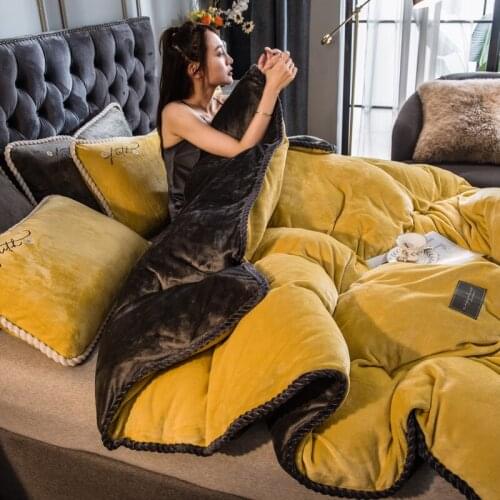Solid Color Duvet Cover Home Textiles Flannel Quilt cover Soft Warm Coral Fleece Blanket Thick Quilt cover Throw Mechanical Wash