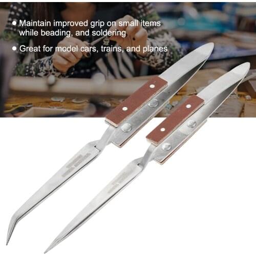 Jewelry Soldering Tweezer Curved/Straight Tip Self Lock Welding Cross Locking Tweezer Jewelry Making Processing Tool for Jeweler