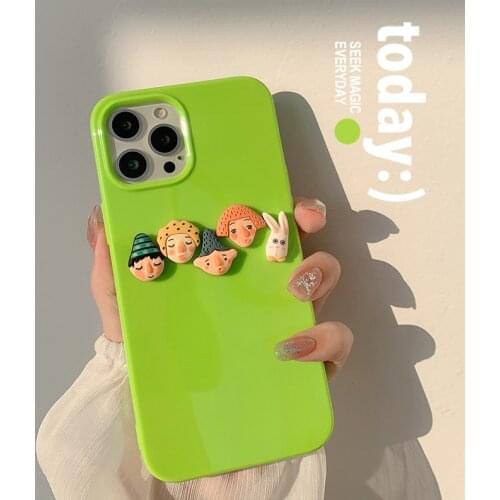 Retro Jelly green 3D friends rabbit Japanese Phone Case For iPhone 12 11 Pro Max Xs Max XR XS 7 8 Plus X 7Plus case Cute Cover