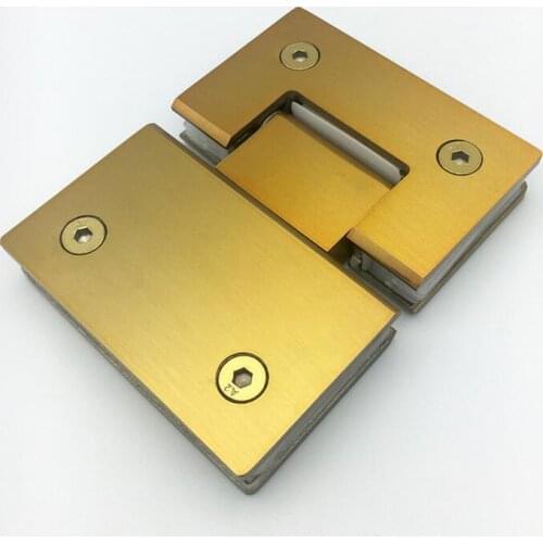 Golden color glass clamp,180 degree glass connector, Brushed stainless steel glass door hinge ,glass door accessories