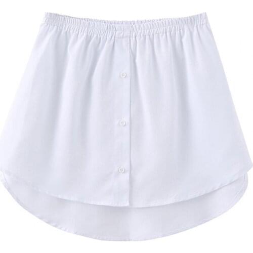 Women Fake Shirt Irregular Skirt Blouse Tail Hem Cotton Detachable Underskirt Elastic High Waist Split Half Slips Skirt Extender