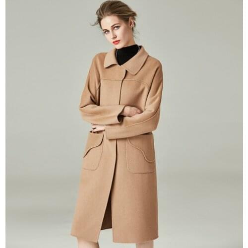 Women new style long popular woolen overcoat lady double-sided high-end clothes fashion female thickened winter cashmere coat