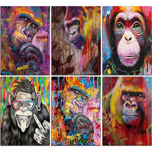 QIZITENG Animal Monkey Set Diamond Painting Full Square/Round Rhinestone Embroidery 40x50cm 5D DIY Gift Home Decoration
