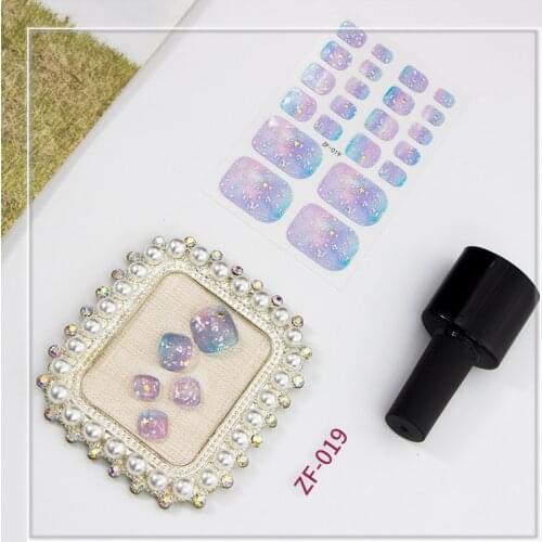 1pc New High Quality Toe Nail Sticker with Diamond French Glitter Sequins Nail Wraps Strips Easy To Wear Manicure for Women